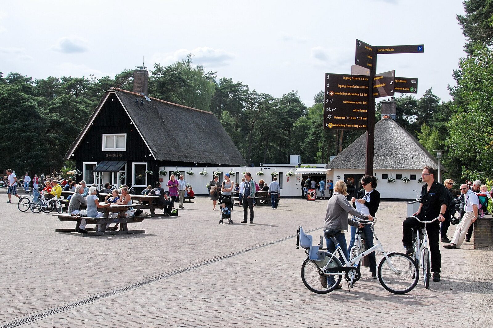 Bílá kola zdarma na centrálním prostranství národního parku De Hoge Veluwe